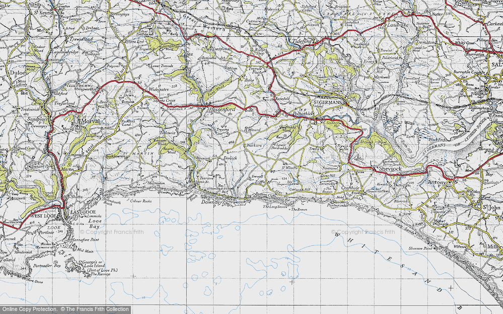 Old Map of Historic Map covering Battern Cliffs in 1946