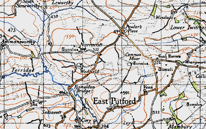 Old map of Narracott in 1946