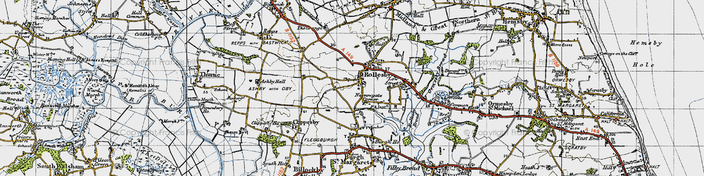 Old map of Narrowgate Corner in 1945