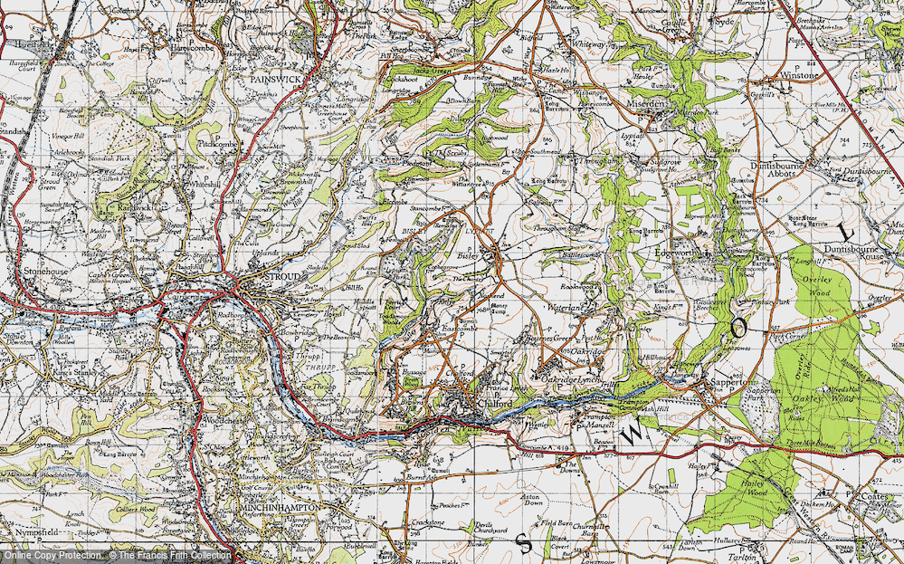 Old Map of Historic Map covering Lypiatt Park in 1946