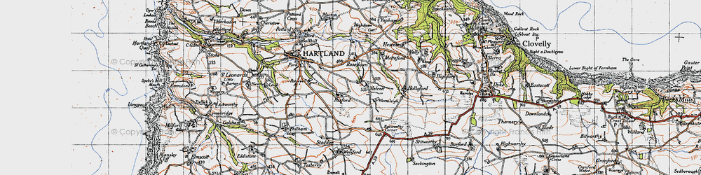 Old map of Natcott in 1946