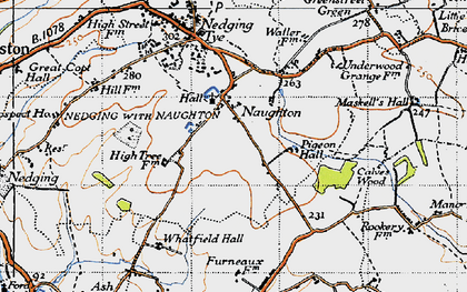 Old map of Naughton in 1946