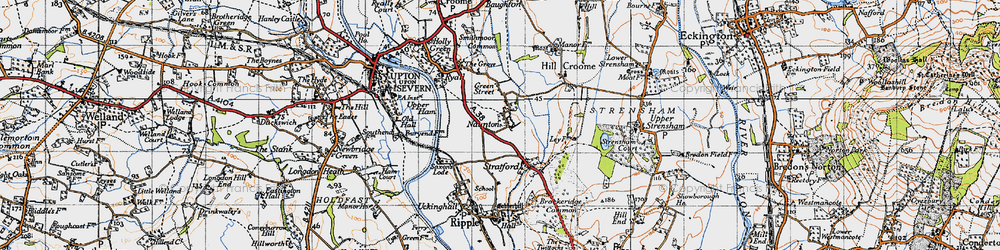 Old map of Naunton in 1947