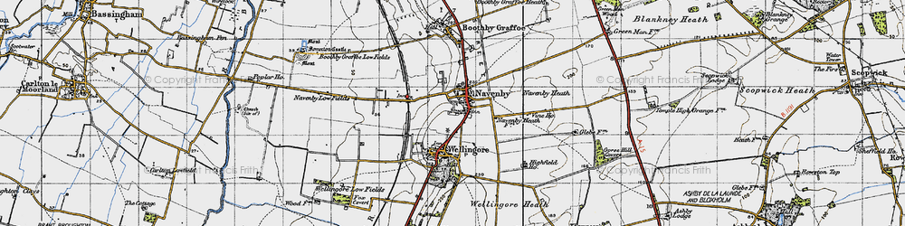 Old map of Navenby in 1947
