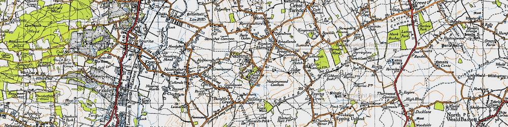 Old map of Nazeing in 1946