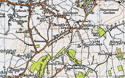 Old map of Nazeing Long Green in 1946