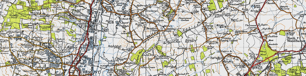 Old map of Nazeing Long Green in 1946