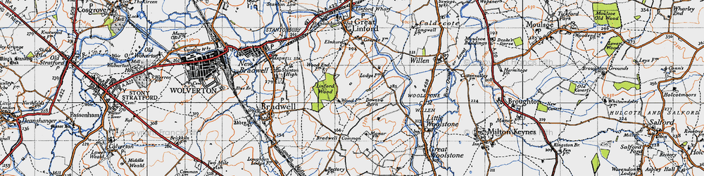 Old map of Linford Wood in 1946