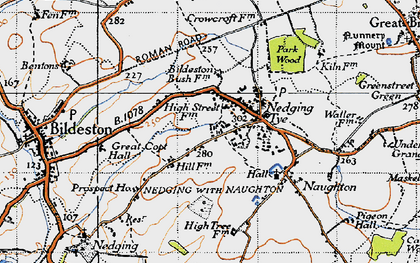 Old map of Nedging Tye in 1946
