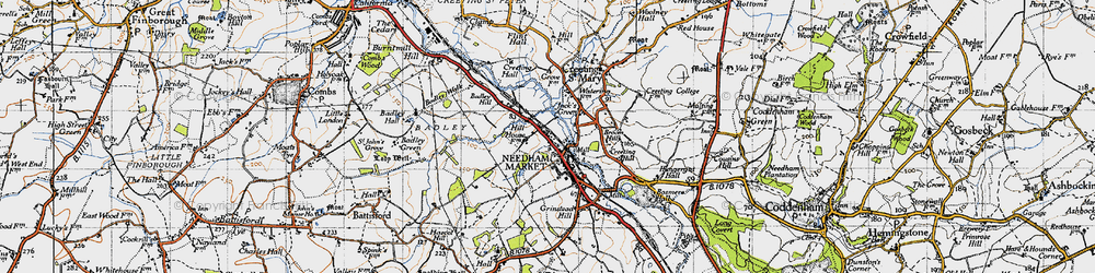 Old map of Badley Hill in 1946