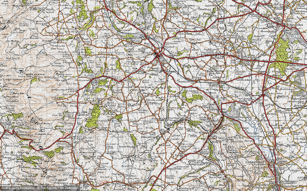 Old Map of Historic Map covering Broncoed-isaf in 1947