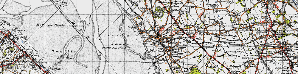 Old map of Neston in 1947