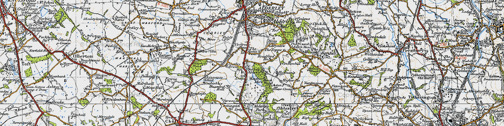 Old map of Nether Alderley in 1947