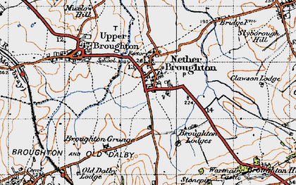 Old map of Nether Broughton in 1946