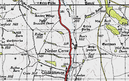 Old map of Nether Cerne in 1945
