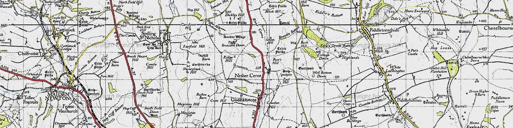 Old map of Bow's Hill in 1945