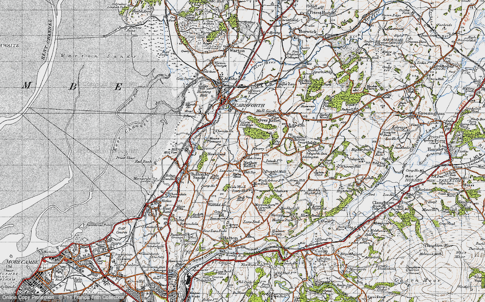 Old Map of Historic Map covering Hawksheads in 1947