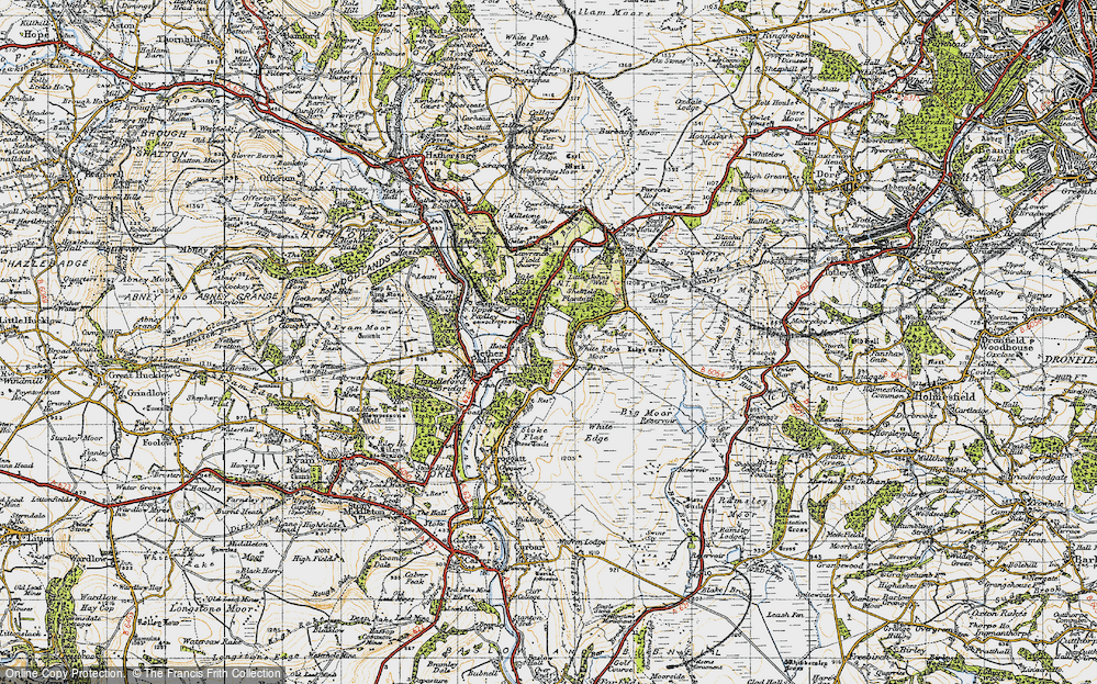 Old Map of Historic Map covering Big Moor in 1947