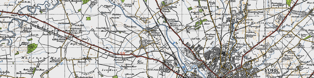 Old map of Nether Poppleton in 1947