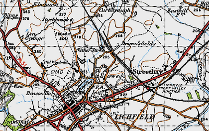 Old map of Nether Stowe in 1946