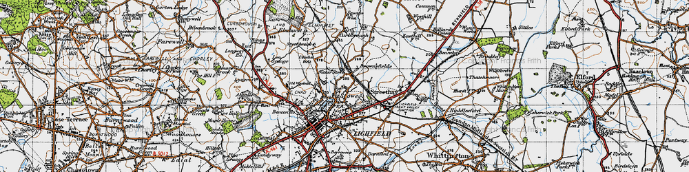 Old map of Nether Stowe in 1946