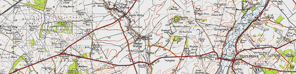 Old map of Nether Wallop in 1940