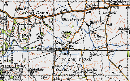 Old map of Nether Worton in 1946