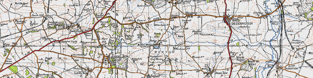 Old map of Nether Worton in 1946