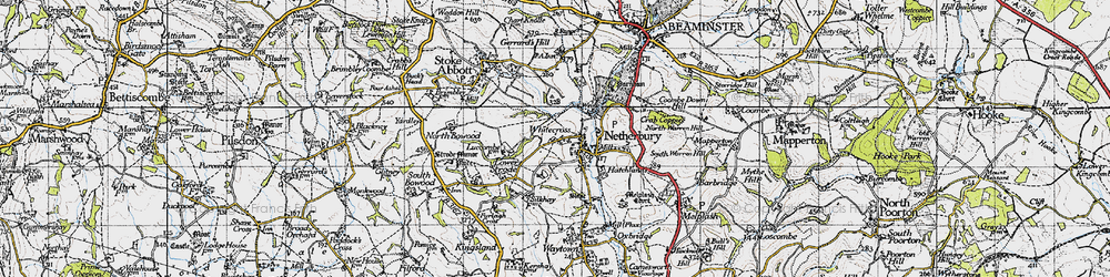 Old map of Netherbury in 1945
