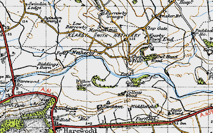 Old map of Barrowby Grange in 1947