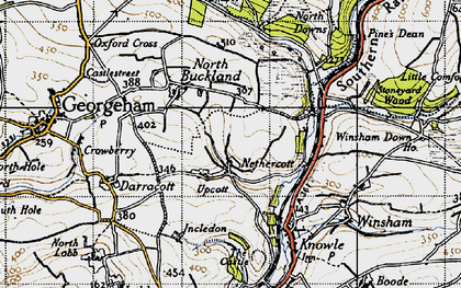 Old map of Buckland Down in 1946