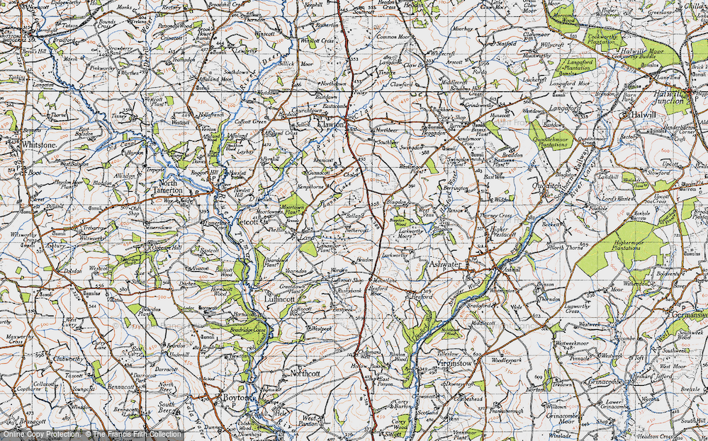 Old Map of Historic Map covering Blagdon Wood in 1946