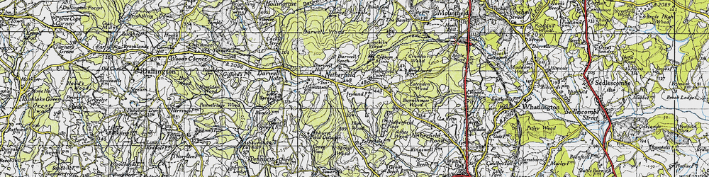 Old map of Ashes Wood in 1940