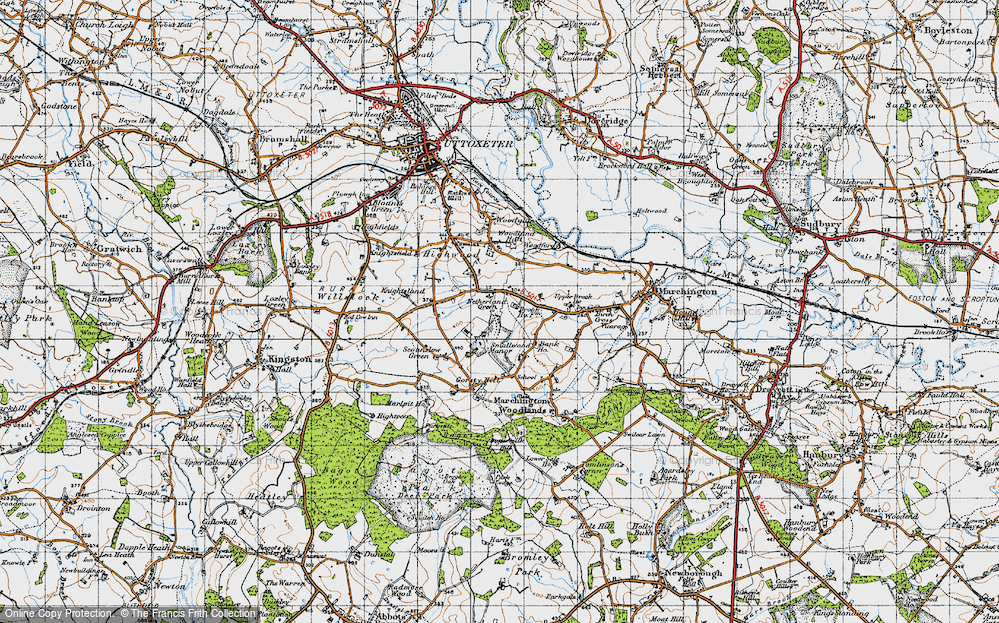 Old Map of Historic Map covering Woodford in 1946