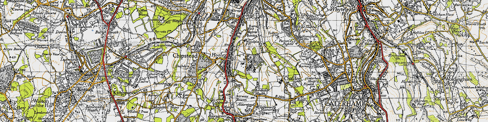 Old map of Netherne-on-the-Hill in 1945