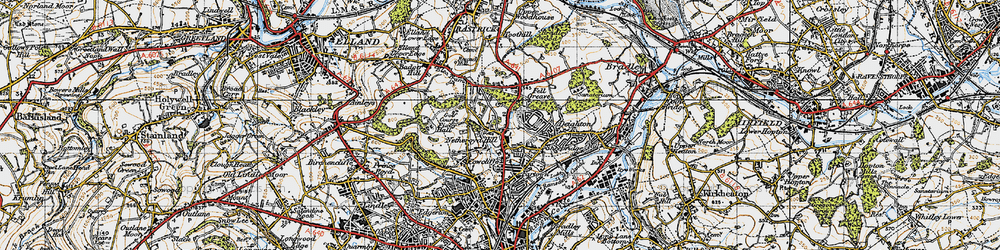 Old map of Netheroyd Hill in 1947