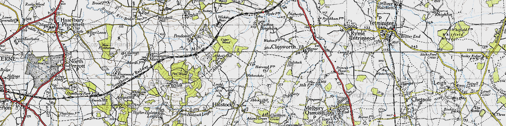 Old map of Netherstoke in 1945