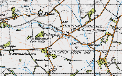 Old map of Biddlestone Edge in 1947