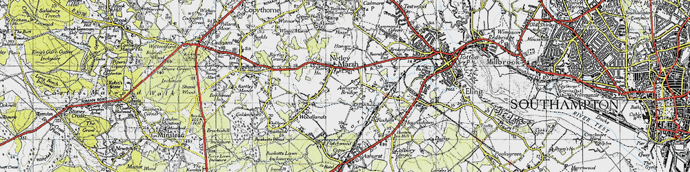 Old map of Netley Marsh in 1945