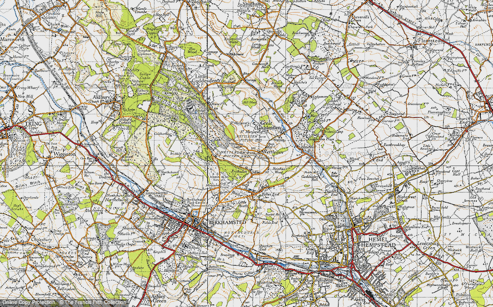 Old Map of Historic Map covering Brickkiln Cott in 1946