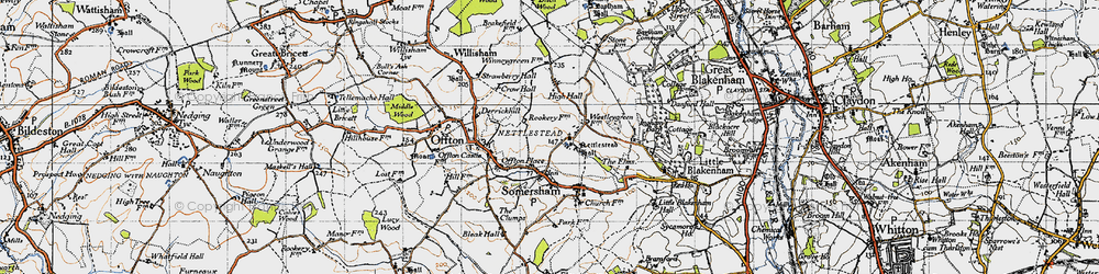 Old map of Nettlestead in 1946