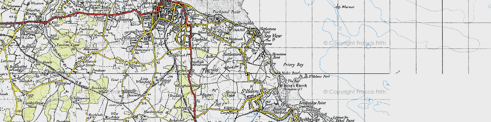 Old map of Nettlestone in 1945