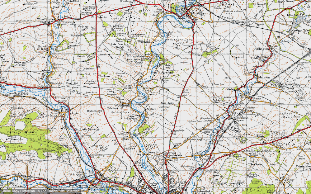 Old Map of Historic Map covering High Post in 1940