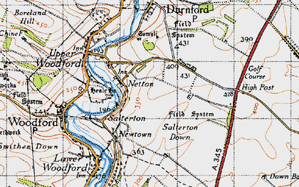 Old map of Netton in 1940