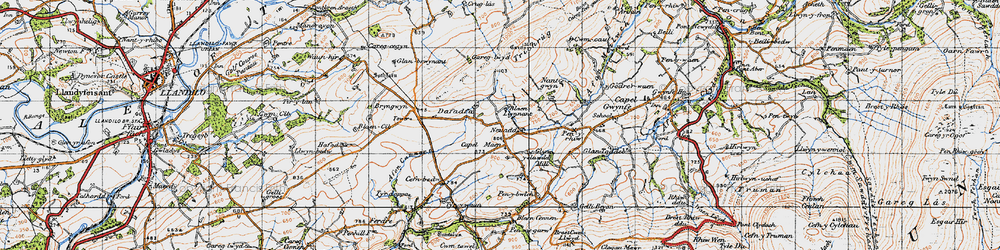Old map of Afon Camnant in 1947