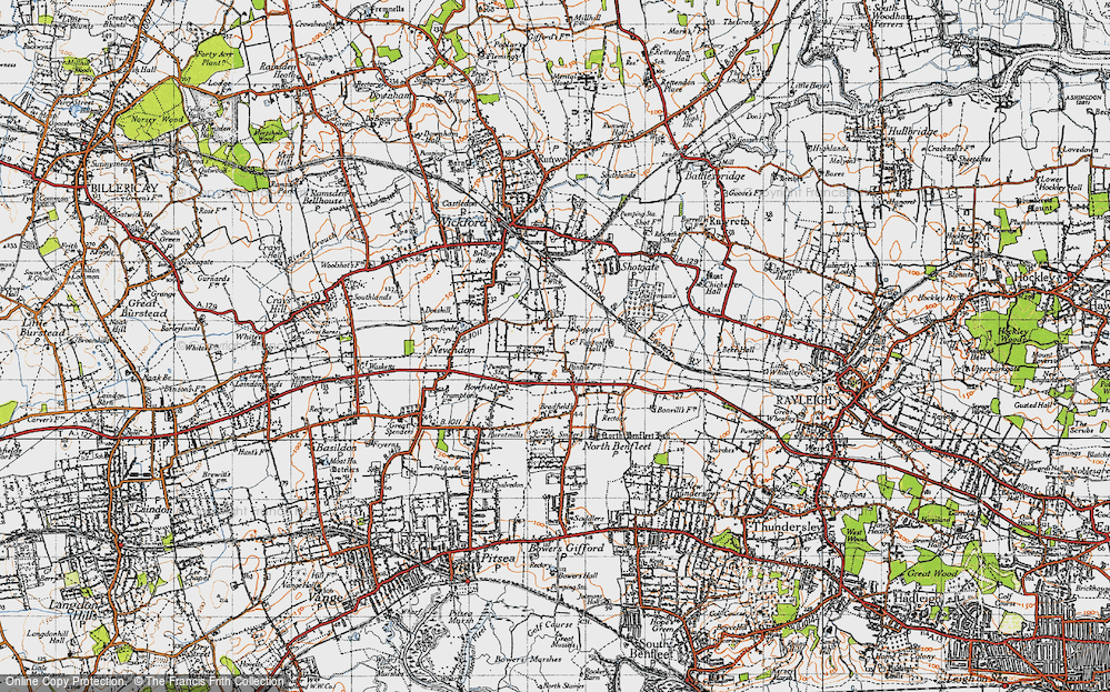Old Map of Nevendon, 1945 in 1945