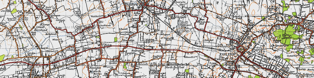 Old map of Nevendon in 1945