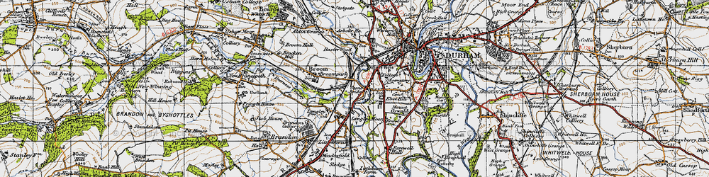 Old map of Nevilles Cross in 1947