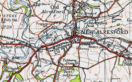 Old map of Tichborne Down in 1945