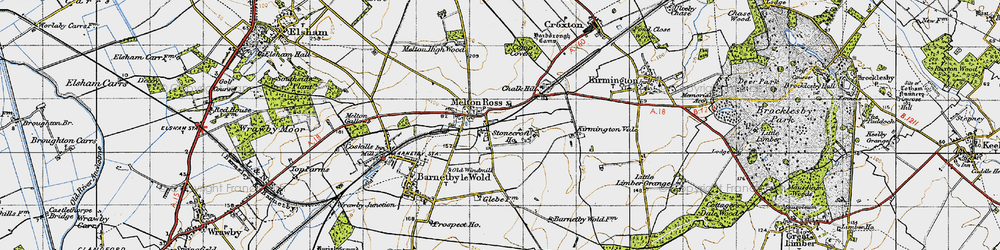 Old map of New Barnetby in 1947